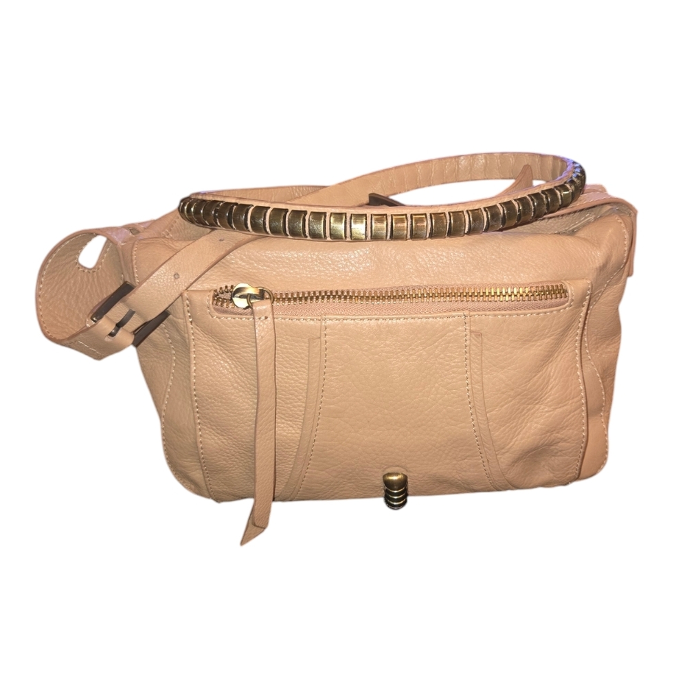 Kelsi Dagger Stellan Metal Studded Sand Pebbled‎ Leather Crossbody 11"X8"X3.75"